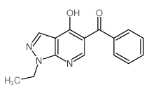 4-benzoyl-9-ethyl-2,8,9-triazabicyclo[4.3.0]nona-1,3,6-trien-5-one structure