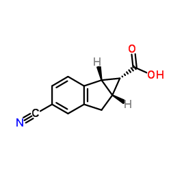 Cycloprop[a]indene-1-carboxylic acid, 4-cyano-1,1a,6,6a-tetrahydro-, (1R,1aS,6aR)-rel- (9CI) structure