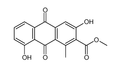 1-Methyl-3,8-dihydroxy-9,10-dihydro-9,10-dioxoanthracene-2-carboxylic acid methyl ester结构式