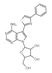 7H-Pyrrolo[2,3-d]pyrimidine, 4-amino-5-(4-phenyl-2-thiazolyl)-7-.beta.-D-ribofuranosyl- structure