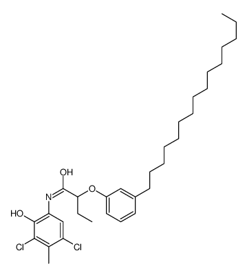 N-(3,5-dichloro-2-hydroxy-4-methylphenyl)-2-(3-pentadecylphenoxy)butanamide结构式