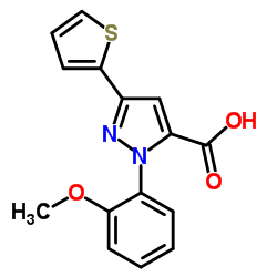 1-(2-METHOXYPHENYL)-3-(THIOPHEN-2-YL)-1H-PYRAZOLE-5-CARBOXYLIC ACID结构式