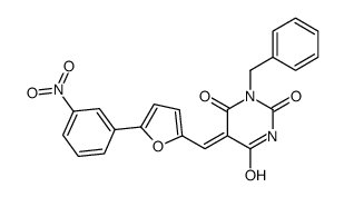 (5E)-1-benzyl-5-[[5-(3-nitrophenyl)furan-2-yl]methylidene]-1,3-diazinane-2,4,6-trione结构式