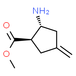 Cyclopentanecarboxylic acid, 2-amino-4-methylene-, methyl ester, trans- (9CI) Structure