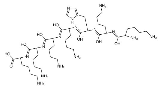 (2S)-6-amino-2-[[(2S)-6-amino-2-[[(2S)-6-amino-2-[[(2S)-6-amino-2-[[(2S)-2-[[(2S)-6-amino-2-[[(2S)-2,6-diaminohexanoyl]amino]hexanoyl]amino]-3-(1H-imidazol-5-yl)propanoyl]amino]hexanoyl]amino]hexanoyl]amino]hexanoyl]amino]hexanoic acid结构式