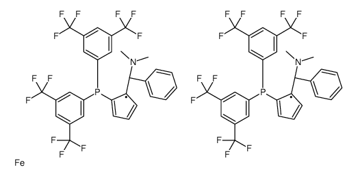 (RP,R′P)-1,1′-双{双[3,5-双(三氟甲基)苯基]膦基}-2,2′-双[(S)-α-(二甲氨基)苯甲基]二茂铁结构式
