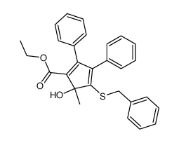 1-benzylthio-4-ethoxycarbonyl-5-hydroxy-5-methyl-2,3-diphenyl-1,3-cyclopentadiene结构式