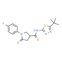 N-(5-tert-butyl-1,3,4-thiadiazol-2-yl)-1-(4-fluorophenyl)-5-oxopyrrolidine-3-carboxamide structure