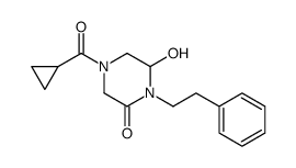 4-(cyclopropanecarbonyl)-6-hydroxy-1-(2-phenylethyl)piperazin-2-one结构式