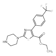 2-(1-哌嗪基)-4-[4-(三氟甲基)苯基]-5-三唑羧酸乙酯结构式