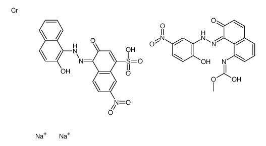 disodium,chromium,(4Z)-4-[(2-hydroxynaphthalen-1-yl)hydrazinylidene]-7-nitro-3-oxonaphthalene-1-sulfonic acid,methyl N-[(8Z)-8-[(2-hydroxy-5-nitrophenyl)hydrazinylidene]-7-oxonaphthalen-1-yl]carbamate结构式