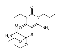 Acetamide, 2-[(6-amino-3-ethyl-1,2,3,4-tetrahydro-2,4-dioxo-1-propyl-5-pyrimidinyl)thio]-2,2-diethoxy Structure
