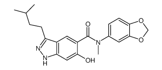 5-[N-(benzo-1,3-dioxol-5-yl)-N-methylaminocarbonyl]-3-(3-methylbutyl)-6-hydroxy-1H-indazole Structure