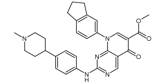 8-indan-5-yl-2-[4-(1-methyl-piperidin-4-yl)-phenylamino]-5-oxo-5,8-dihydro-pyrido[2,3-d]pyrimidine-6-carboxylic acid methyl ester结构式