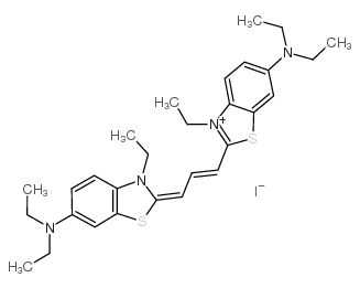 3-ethyl-6-diethylamino-2-(2-(3-ethyl-6-diethylamino-2-benzothiazlinylidene)-propenyl) benzothiazolium iodide结构式