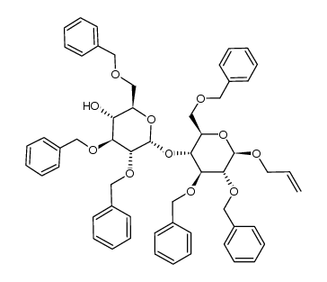 allyl O-(2,3,4-tri-O-benzyl-α-D-glucopyranosyl)-(1[*]4)-2,3,6-tri-O-benzyl-β-D-glucopyranoside结构式