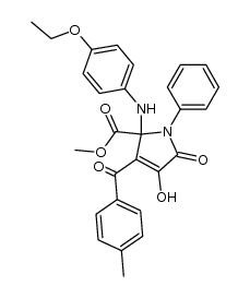 5-methoxycarbonyl-3-hydroxy-4-p-toluoyl-1-phenyl-5-p-ethoxyphenylamino-2,5-dihydro-2-pyrrolone结构式