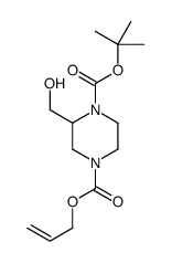 2-Hydroxymethyl-piperazine-1,4-dicarboxylic acid 4-allyl ester 1-tert-butyl ester Structure