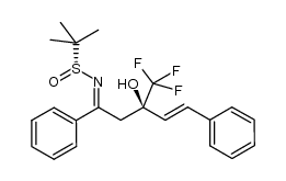 (Rs,R)-N-((E)-3-hydroxy-1,5-diphenyl-3-(trifluoromethyl)pent-4-enylidene)tert-butanesulfinamide结构式