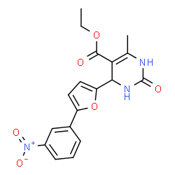 ethyl 6-methyl-4-(5-(3-nitrophenyl)furan-2-yl)-2-oxo-1,2,3,4-tetrahydropyrimidine-5-carboxylate结构式