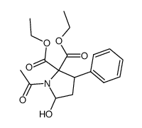 1-acetyl-5-hydroxy-3-phenyl-pyrrolidine-2,2-dicarboxylic acid diethyl ester Structure