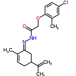 2-(4-Chloro-2-methylphenoxy)-N'-[(1E)-5-isopropenyl-2-methyl-2-cyclohexen-1-ylidene]acetohydrazide结构式