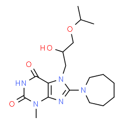 8-(azepan-1-yl)-7-(2-hydroxy-3-isopropoxypropyl)-3-methyl-3,7-dihydro-1H-purine-2,6-dione结构式
