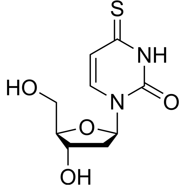 1-((2R,4S,5R)-4-羟基-5-(羟甲基)四氢呋喃-2-基)-4-硫代-3,4-二氢嘧啶-2(1H)-酮结构式