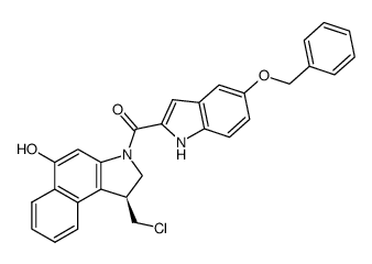 3-(5-benzyloxyindole-2-carbonyl)-1-(S)-(chloromethyl)-5-hydroxy-1,2-dihydro-3H-benz[e]indole结构式