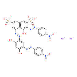 disodium 5-[[2,4-dihydroxy-5-[(4-nitrophenyl)azo]phenyl]azo]-4-hydroxy-3-[(4-nitrophenyl)azo]naphthalene-2,7-disulphonate结构式