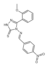 4-Amino-5-(o-methoxyphenyl)-2,4-dihydro-3(3H)-1,2,4-triazolethione p-nitrobenzaldehyde anil结构式