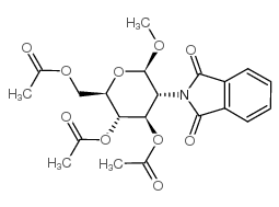 甲基 3,4,6-O-三乙酰基-2-脱氧-2-邻苯二甲酰亚氨基-beta-D-吡喃葡萄糖苷结构式