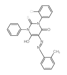 4,6(1H,5H)-Pyrimidinedione,1-(2-chlorophenyl)dihydro-5-[2-(2-methylphenyl)diazenyl]-3-phenyl-2-thioxo-结构式