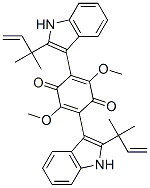 2,5-Bis[2-(1,1-dimethyl-2-propenyl)-1H-indol-3-yl]-3,6-dimethoxy-2,5-cyclohexadiene-1,4-dione结构式