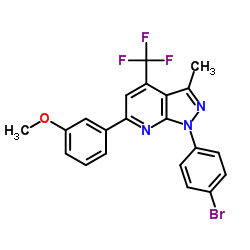 1-(4-Bromophenyl)-6-(3-methoxyphenyl)-3-methyl-4-(trifluoromethyl)-1H-pyrazolo[3,4-b]pyridine结构式