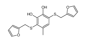 3,6-bis(furan-2-ylmethylsulfanyl)-4-methylbenzene-1,2-diol结构式