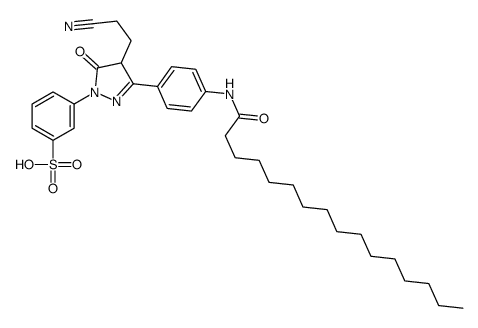 m-[4-(2-cyanoethyl)-4,5-dihydro-5-oxo-3-[4-[(1-oxohexadecyl)amino]phenyl]-1H-pyrazol-1-yl]benzenesulphonic acid Structure