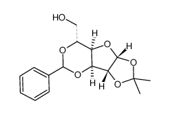 3,5-O-benzylidene-1,2-O-isopropylidene-α-<*>-glucofuranose Structure