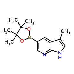 3-甲基-5-(四甲基-1,3,2-二氧硼杂环戊烷-2-基)-1H-吡咯并[2,3-b]吡啶结构式