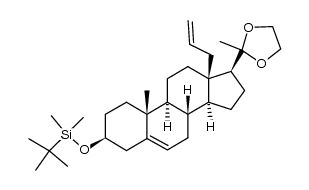 3β-tertiobutyldimethylsilyloxy-18-vinyl-20,20-ethylenedioxy-pregn-5-ene结构式