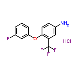 4-(3-Fluorophenoxy)-3-(trifluoromethyl)aniline hydrochloride (1:1) Structure