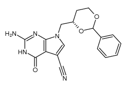 2-amino-5-cyano-7-[(S)-2,4-O-benzylidene-2,4-dihydroxybutyl]pyrrolo[2,3-d]pyrimidin-4-one Structure