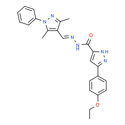 N'-[(E)-(3,5-dimethyl-1-phenyl-1H-pyrazol-4-yl)methylidene]-3-(4-ethoxyphenyl)-1H-pyrazole-5-carbohydrazide结构式