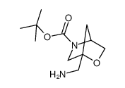 1-Aminomethyl-2-oxa-5-aza-bicyclo[2.2.1]heptane-5-carboxylic acid tert-butyl ester结构式