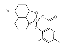 Copper,(5-bromo-8-quinolinolato-N1,O8)(2-hydroxy-3,5-diiodobenzoato-O1,O2)- (9CI) structure