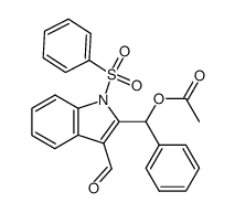 1-(Phenylsulfonyl)-2-(α-acetoxybenzyl)indole-3-carbaldehyde结构式