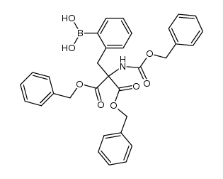 benzyloxycarbonylamino-(2-dihydroxyboranyl-benzyl)-malonic acid dibenzyl ester Structure