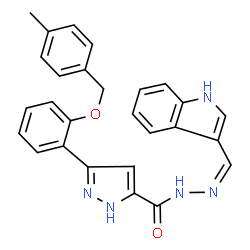 N'-(1H-indol-3-ylmethylene)-3-{2-[(4-methylbenzyl)oxy]phenyl}-1H-pyrazole-5-carbohydrazide结构式