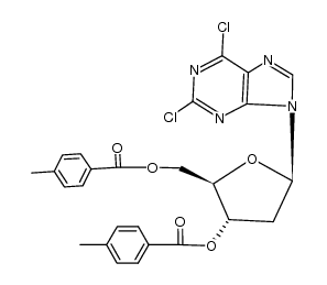 2,6-DICHLORO-9-(2-DEOXY-3,5,DI-O-(4-METHYLBENZOYL-BETA-D-ERYTHROPENTOFURANOSYL)-9H-PURINE)结构式