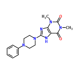 1,3-dimethyl-8-(4-phenyl-1-piperazinyl)-7H-purine-2,6-dione结构式